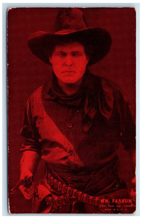 c1950's WM Farnum Cowboy Big Hat Gun Western Movie Exhibit Arcade Card