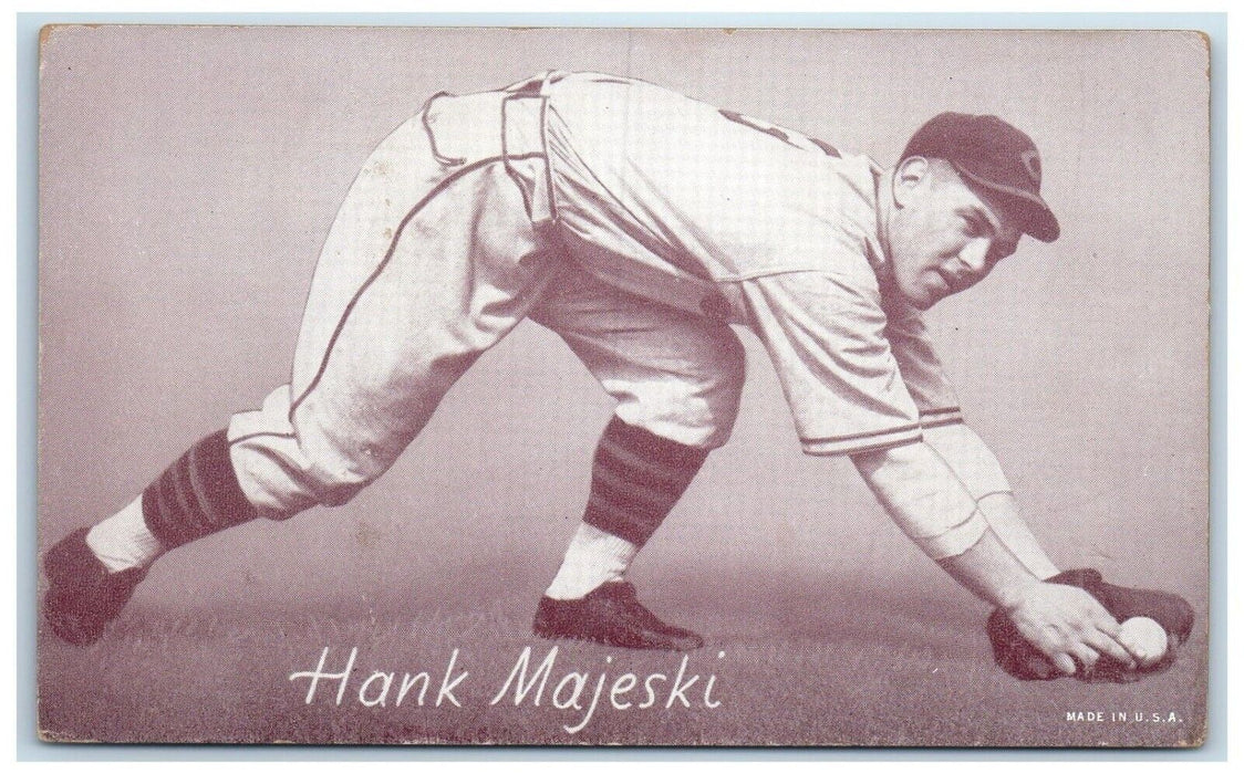 c1950s Hank Majeski Baseball Player Sports Cleveland Indians Exhibit Arcade Card