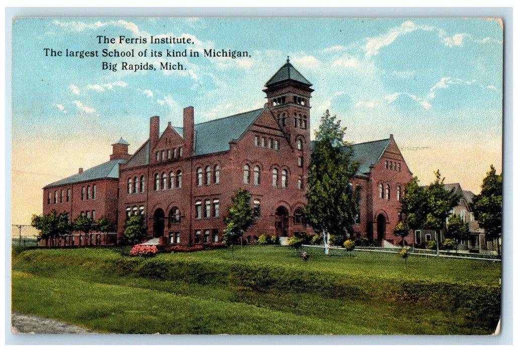 1921 Ferris Institute Largest School Exterior Field Big Rapids Michigan Postcard