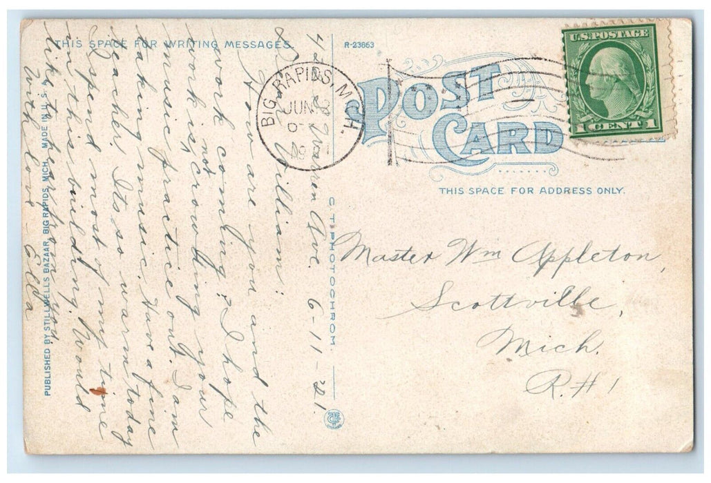 1921 Ferris Institute Largest School Exterior Field Big Rapids Michigan Postcard