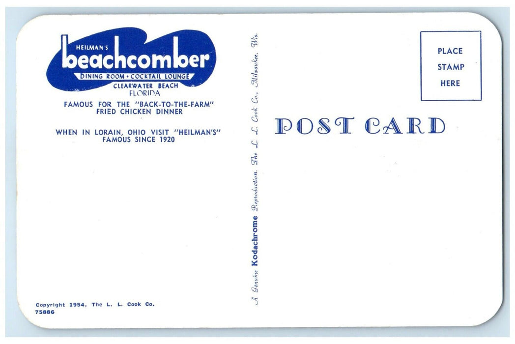 Heilman's Beachcomber Restaurant Cars Roadside Clearwater Beach FL Postcard