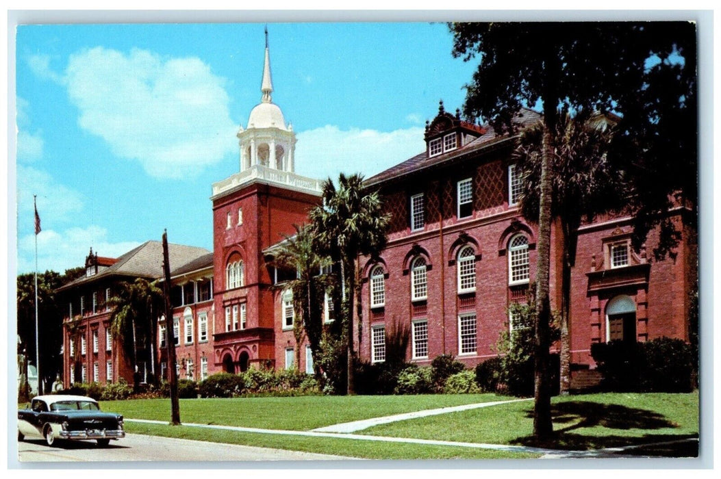 Elizabeth Hall John B. Stetson University Building Car DeLand FL Postcard