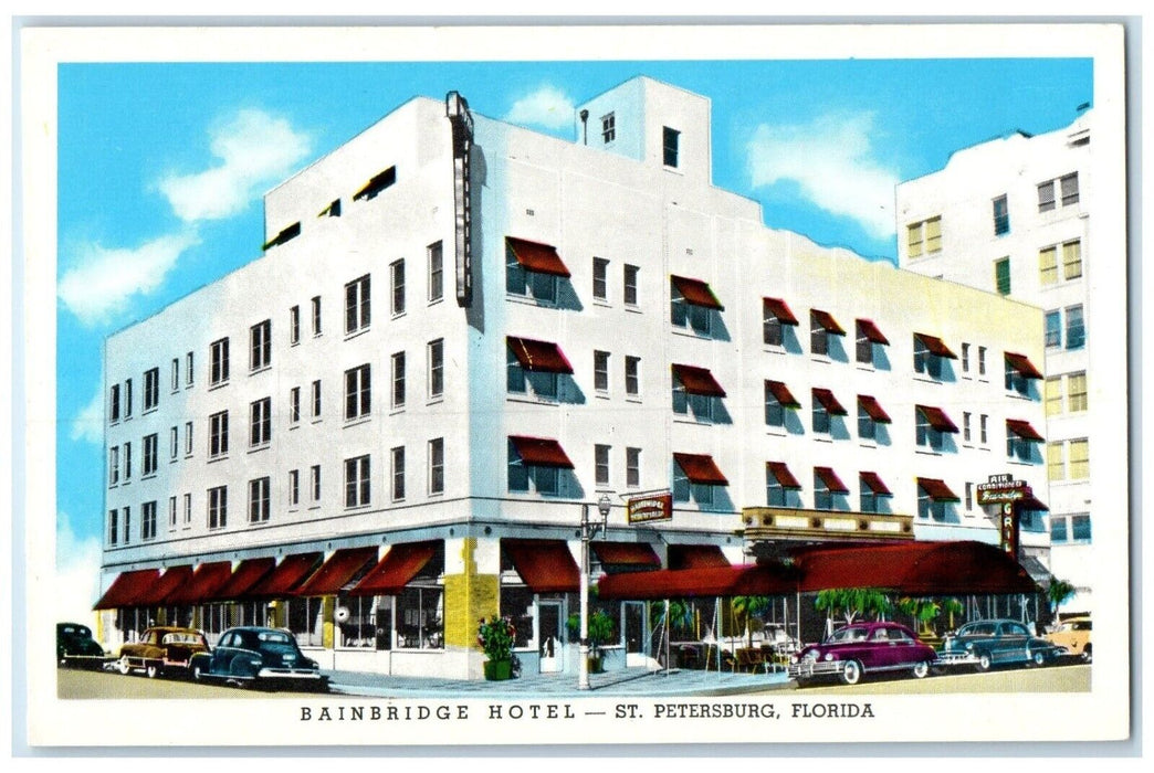 c1950's Bainbridge Hotel Cars Roadside St. Petersburg Florida FL Postcard