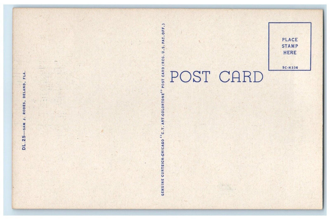 c1930's Indiana Ave. US Post Office And Athens Theater Cars DeLand FL Postcard