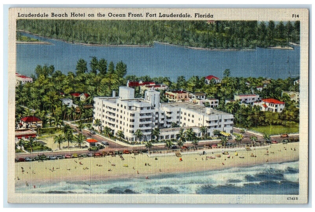 1948 Lauderdale Beach Hotel Ocean Front Fort Lauderdale Florida FL Postcard