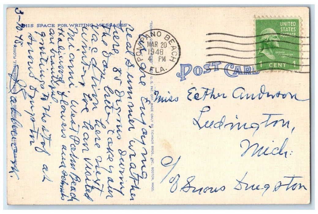 1948 Lauderdale Beach Hotel Ocean Front Fort Lauderdale Florida FL Postcard