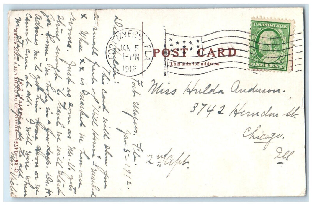 1912 The Hendry Corner First Street Ft. Myers Florida FL Antique Postcard