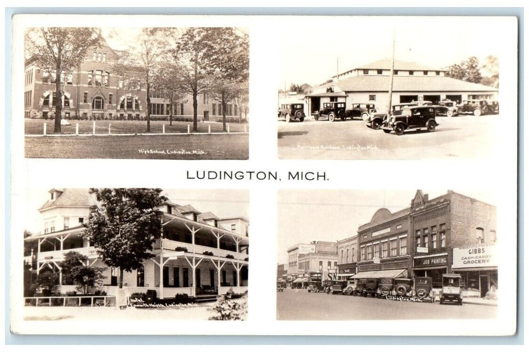 c1925 Multiview School Rainbow Gardens Epworth  Ludington MI RPPC Photo Postcard