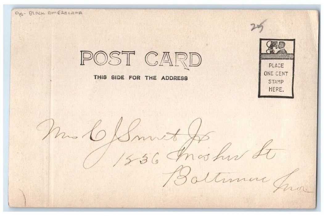 1904 Black Americana Donkey On The Market Greensboro NC RPPC Photo Postcard