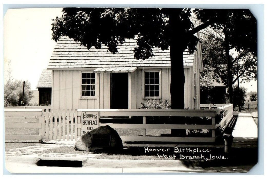 1940 President Herbert Hoover Birthplace West Branch Iowa IA RPPC Photo Postcard