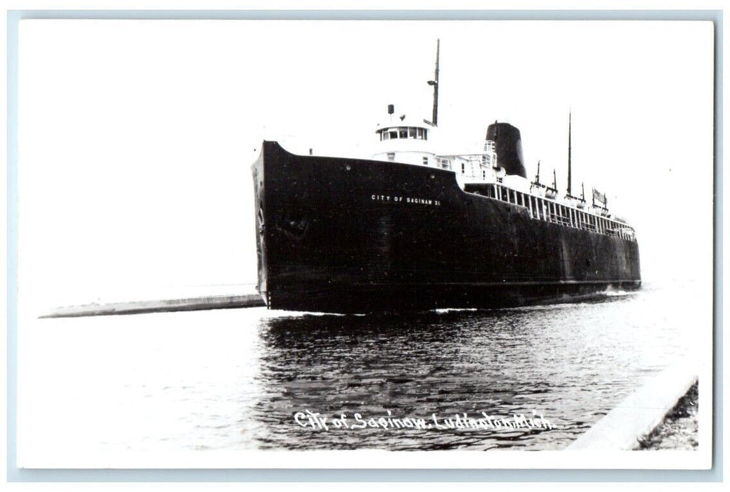 c1950's City Of Saginaw #31 Steamship Ludington Michigan MI RPPC Photo Postcard