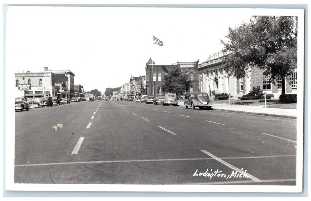 c1950's JC Penny Loan Office Business Street Ludington MI RPPC Photo Postcard
