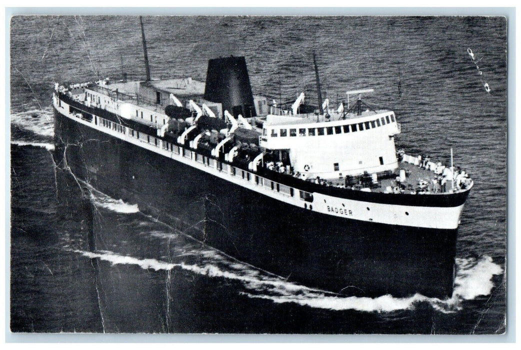Michigan Wisconsin Badger Ferry Service Ludington Michigan MI, Ticket Postcard