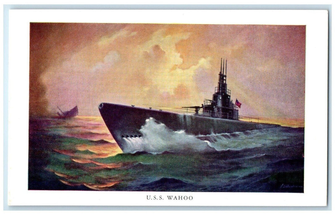 USS Wahoo Submarine Japanese Shipping First Marie Island Built Postcard