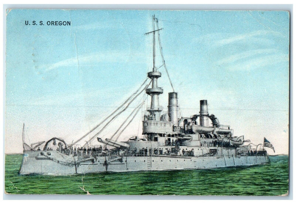 c1910's USS Oregon Steamer Ship Ludington Michigan MI Posted Antique Postcard