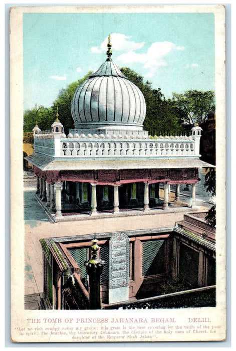 c1920's The Tomb of Princess Jahanara Begam Delhi India Unposted Postcard