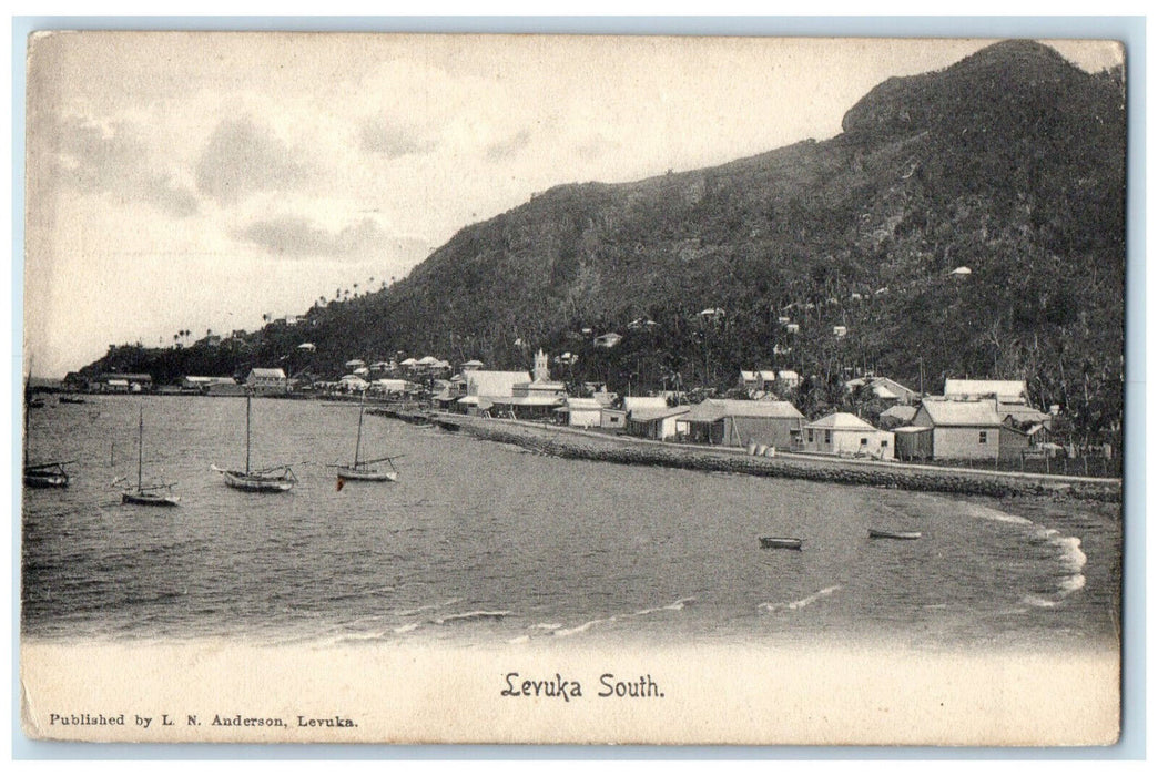 c1905 Boat Scene Levuka South Ovalau Fiji Unposted Antique Postcard