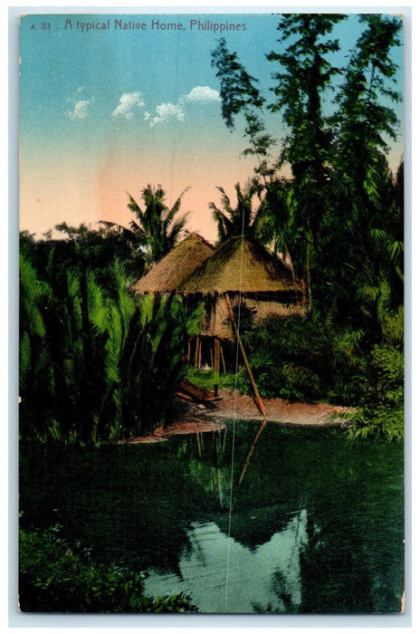 c1910 Nipa Hut A Typical Native Home Philippines Antique Unposted Postcard