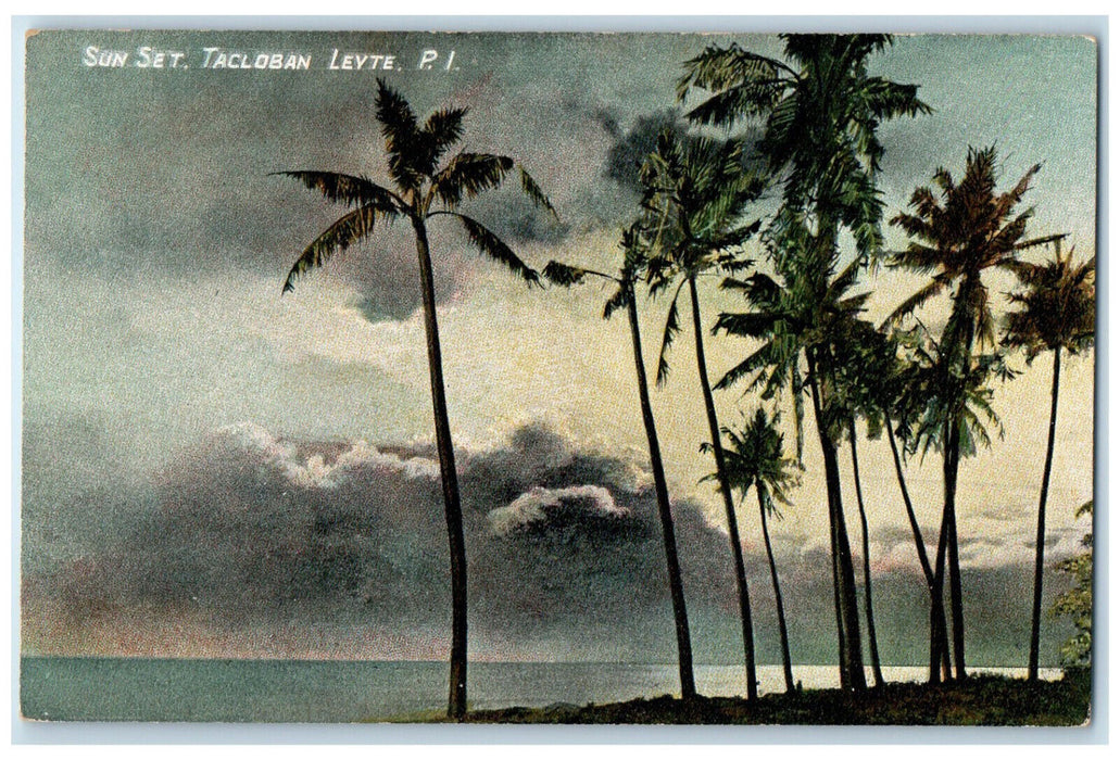 c1910 Sun Set Tacloban Leyte Philippines Island Antique Unposted Postcard