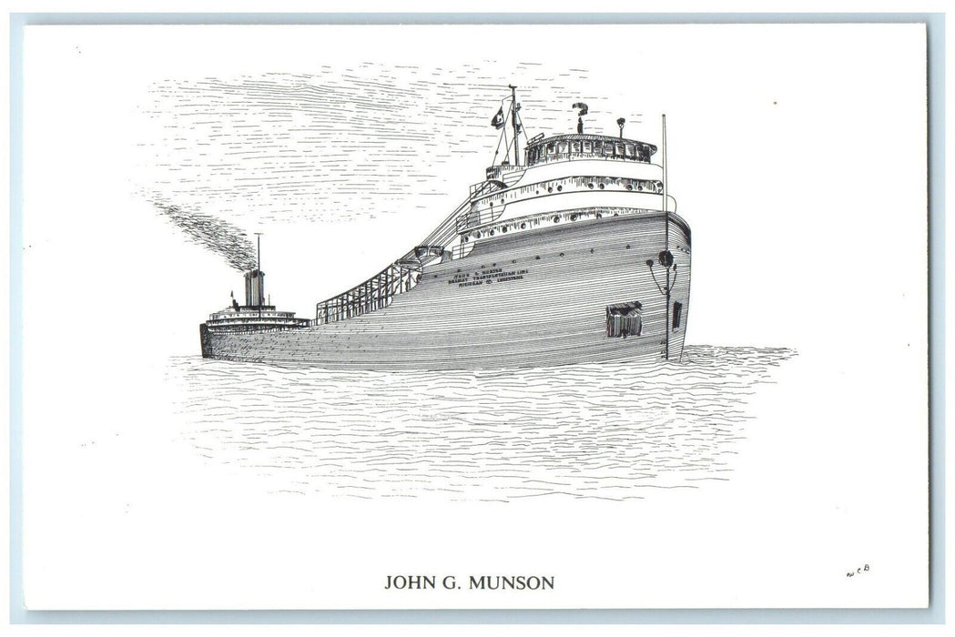 John G. Munson Steamer Ship Creative County William Dezur Print Art MI Postcard