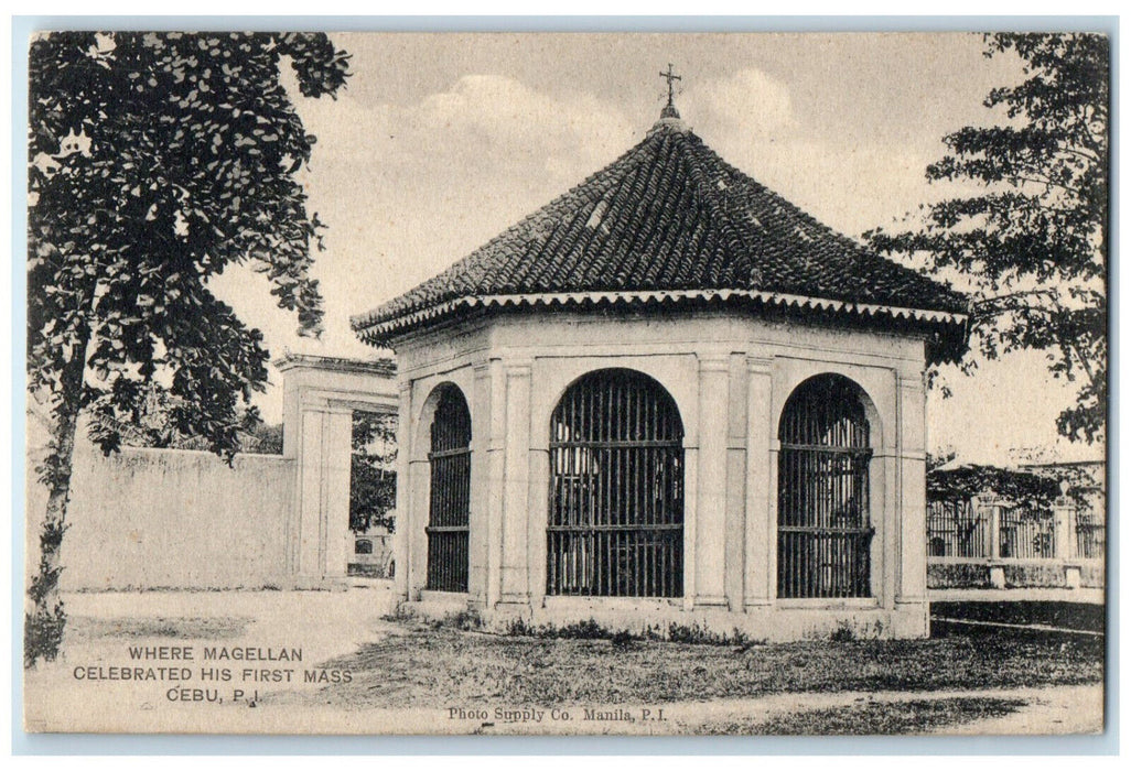 c1910 Where Magellan Celebrated First Mass in Cebu Philippines Island Postcard