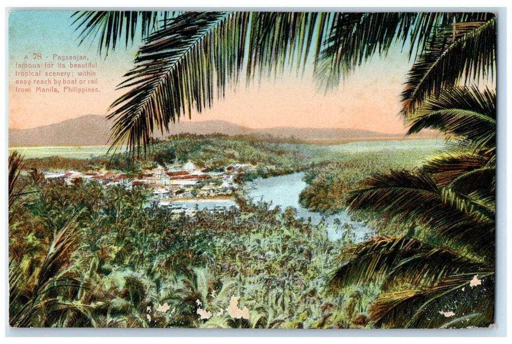 c1910 Pagsanjan Tropical Scenery Easy Reach By Boat From Manila Postcard