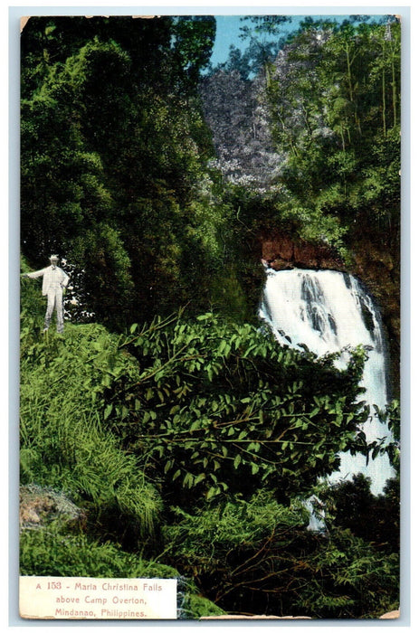 c1910 Maria Christina Falls Above Camp Overton Mindanao Philippines Postcard