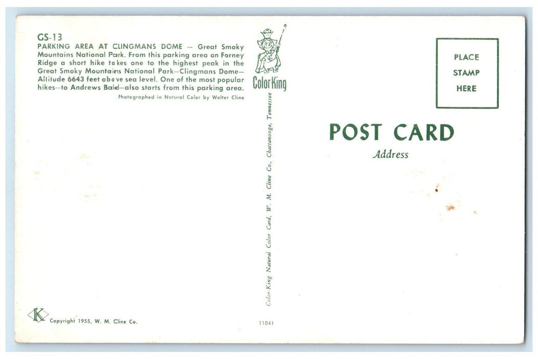 c1960 Parking Area Clingmans Dome Great Smokey Mountains Park Tennessee Postcard