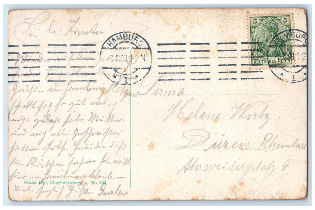 1909 Schooner Ship Potosí in Port of Hamburg Germany Antique Posted Postcard