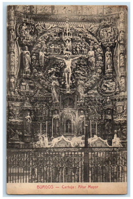 1926 View of Burgos High Altar Charterhouse Spain Posted Antique Postcard