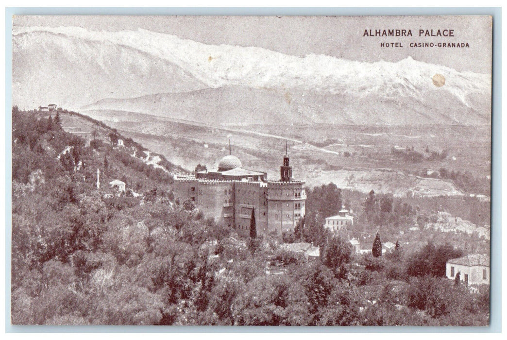 1929 Alhambra Palace Hotel Casino-Granada Spain Antique Posted Postcard