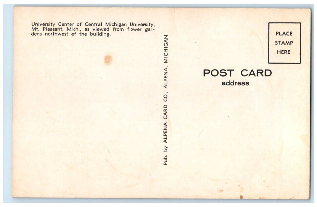 University Center Of Central Michigan University Mt. Pleasant MI Postcard