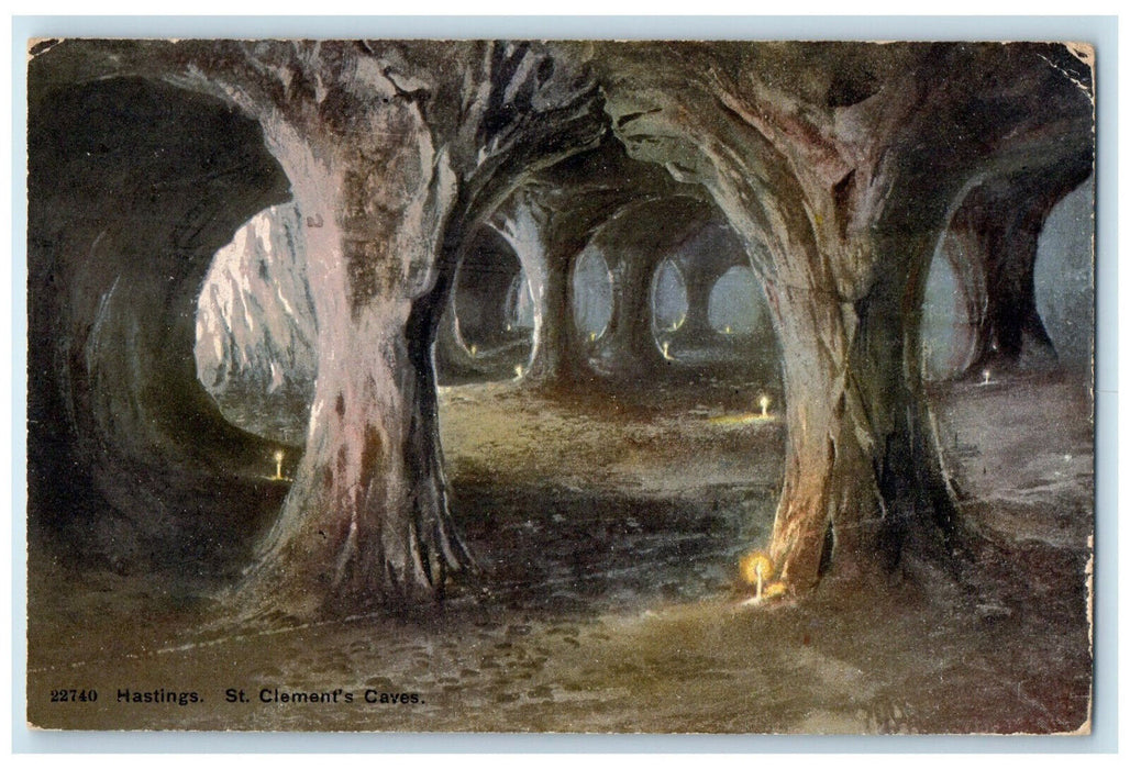 1908 View of St. Clement's Caves Hastings England Antique Posted Postcard