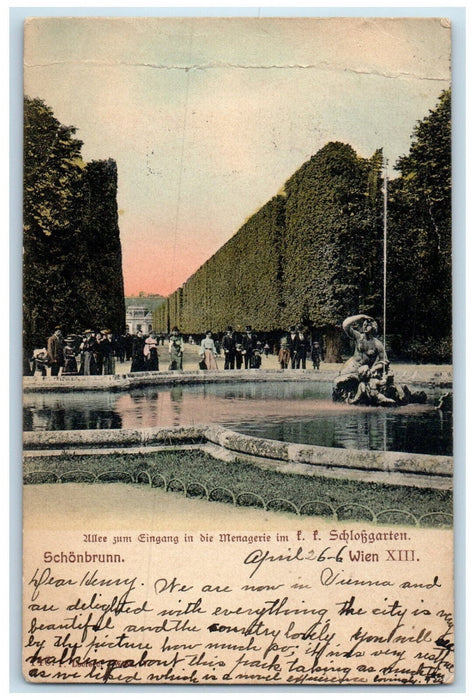 1906 Avenue to Entrance to the Menagerie in F.F. Castle Vienna Austria Postcard