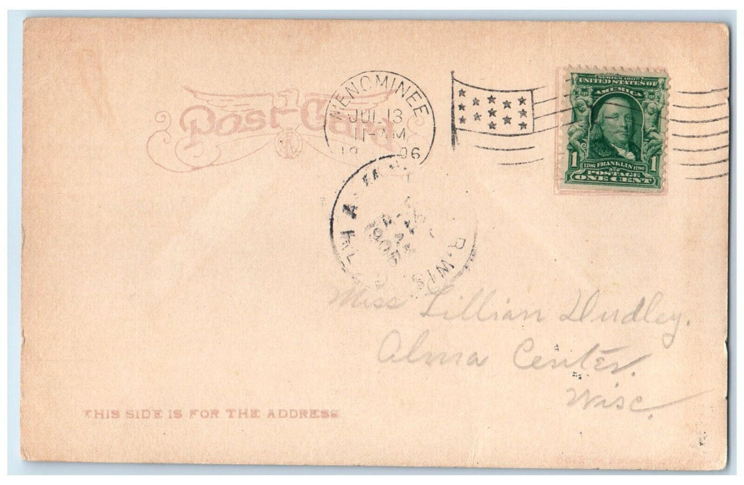1906 High School Building Menominee Michigan MI Posted Antique Postcard