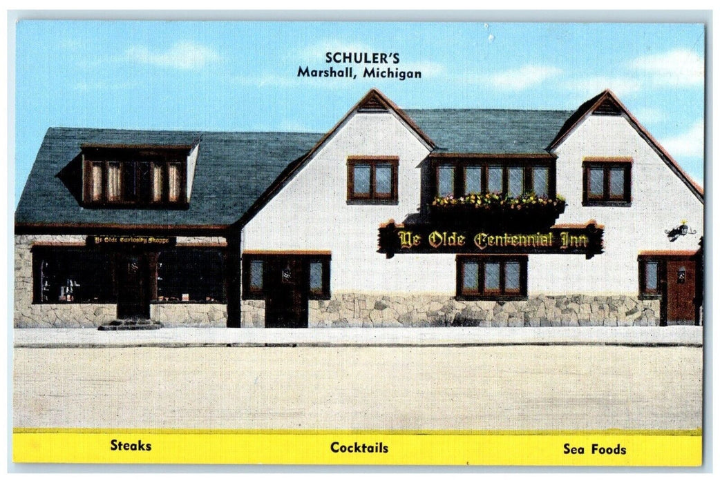 c1950's Schuler's Marshall MI, Ye Olde Centennial Inn Hotel Restaurant Postcard