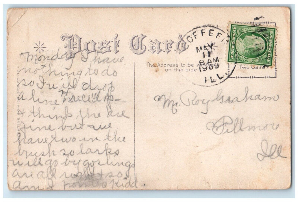 1909 The Tobacco Chewer Man Nash Coffeen Illinois IL Posted Antique Postcard