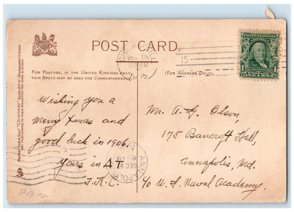 1905 Christmas Wishes Women Dancer Sandford Chicago IL Tuck's Antique Postcard