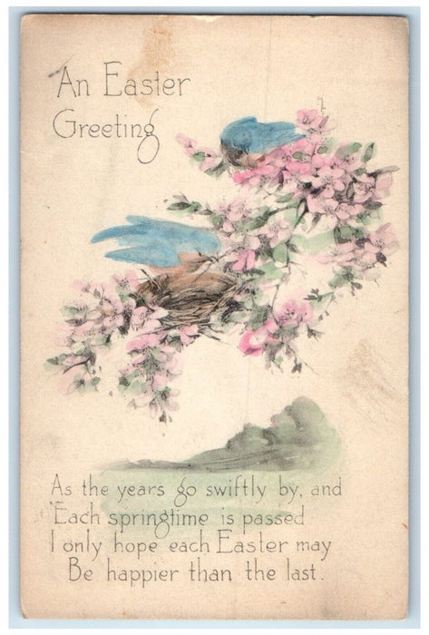 1918 Easter Greeting Flowers Birds Camp Dixon New Jersey NJ Antique Postcard