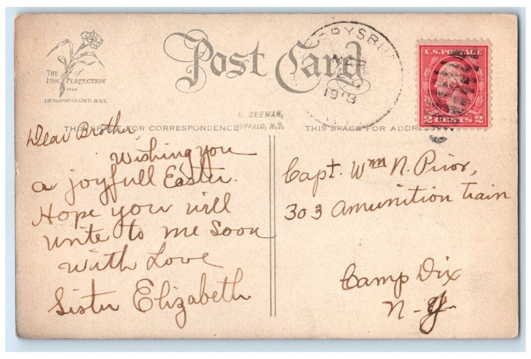 1918 Easter Greeting Flowers Birds Camp Dixon New Jersey NJ Antique Postcard