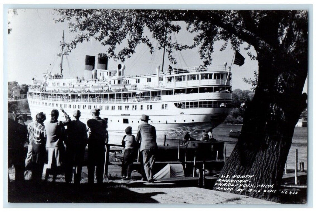 c1940's Steamship North American Bill Ochs Charlevoix MI RPPC Photo Postcard