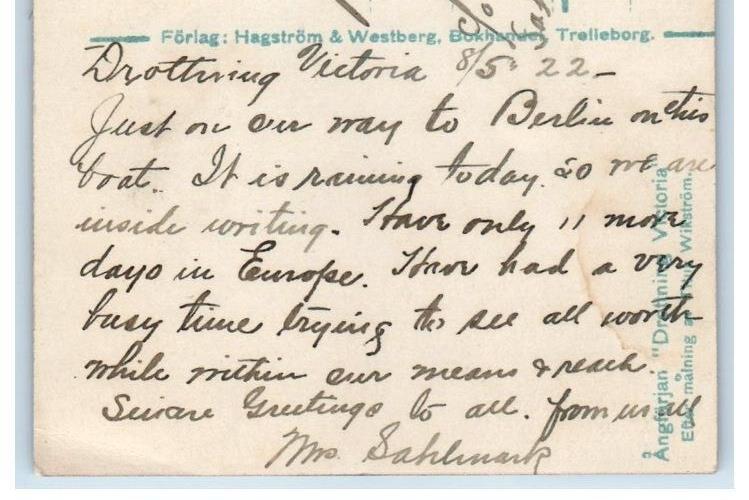 1922 Swedish Naval Ship Drottning Victoria RPPC Germany Photo Posted Postcard