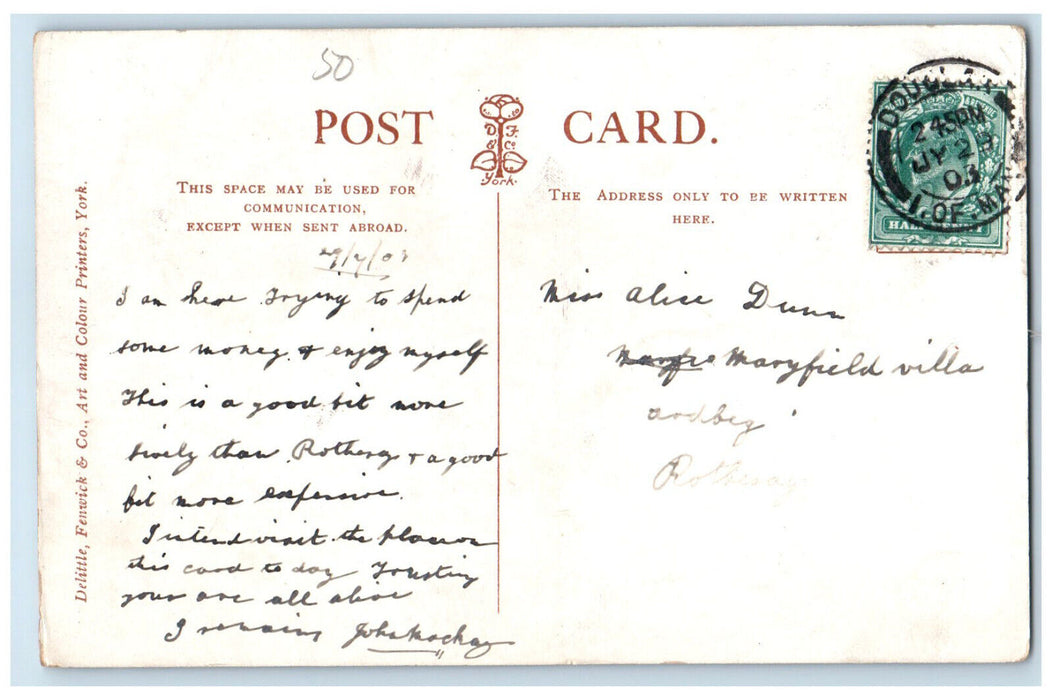 1903 Port Soderic Douglas Isle of Man D.F. & Co. Antique Posted Postcard