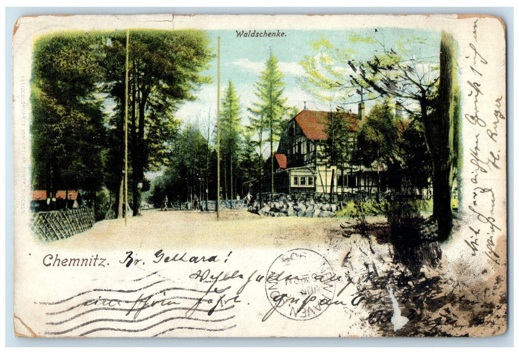 1904 View of a Big House Road Waldschenke Chemnitz Germany Posted Postcard