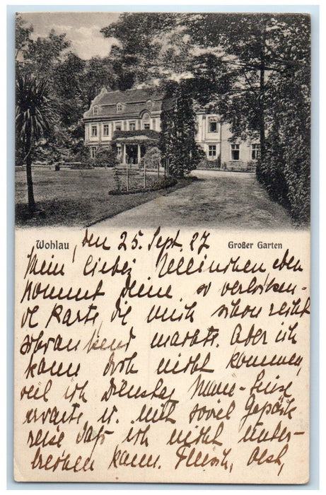 1927 Large Garden in Wohlau (Wołów) Lower Silesian Voivodeship Poland Postcard