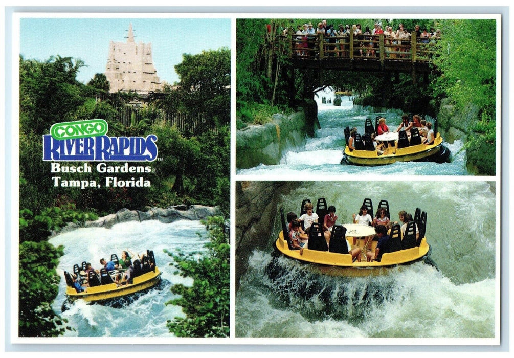 Congo River Rapids Busch Garden Tampa FL, Treacherous Waters Multiview Postcard