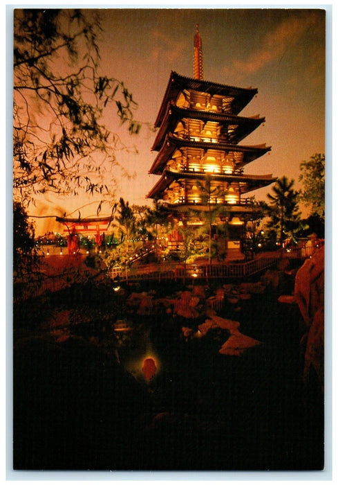 Japan World Showcase Sculped Gardens Teppanyaki Epcot Walt Disney Postcard