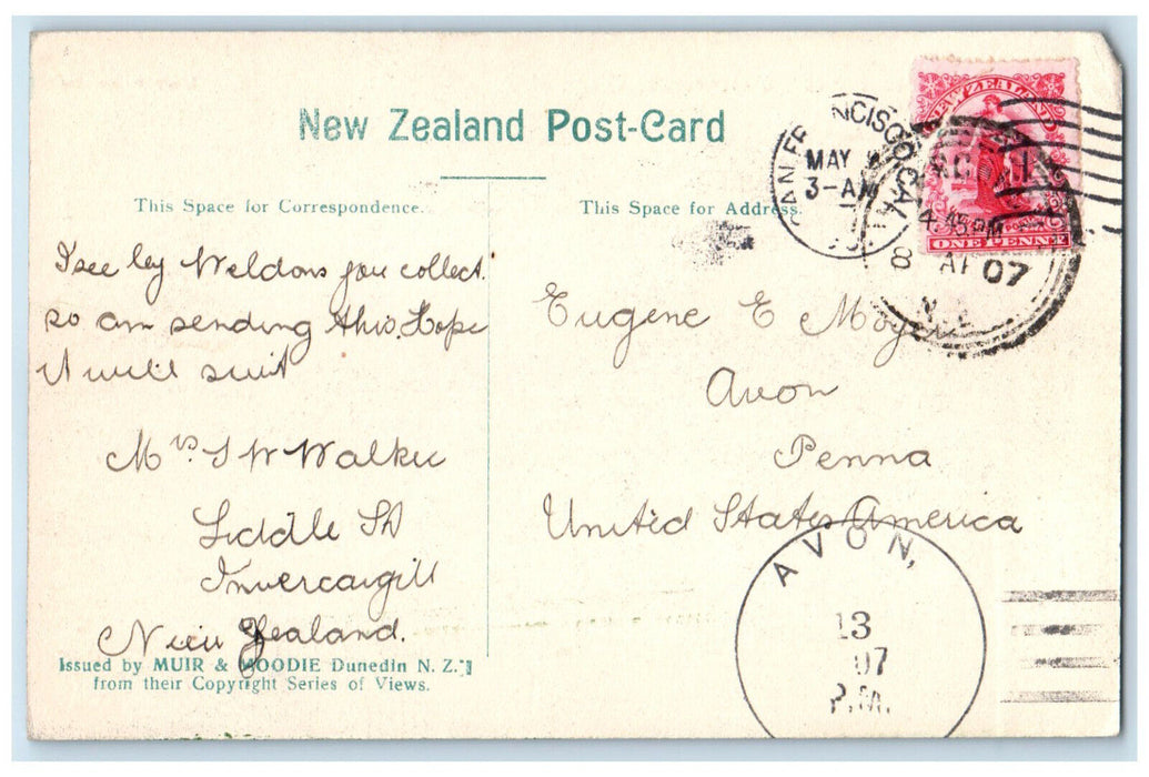 1907 "Lake Hayes" Queenstown Otago New Zealand Avon PA New Series Postcard