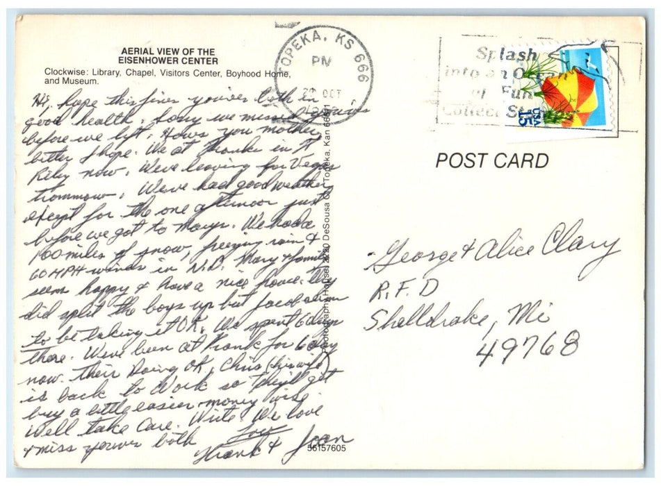 Aerial View Of The Eisenhower Center Abilene Kansas KS Posted Vintage Postcard