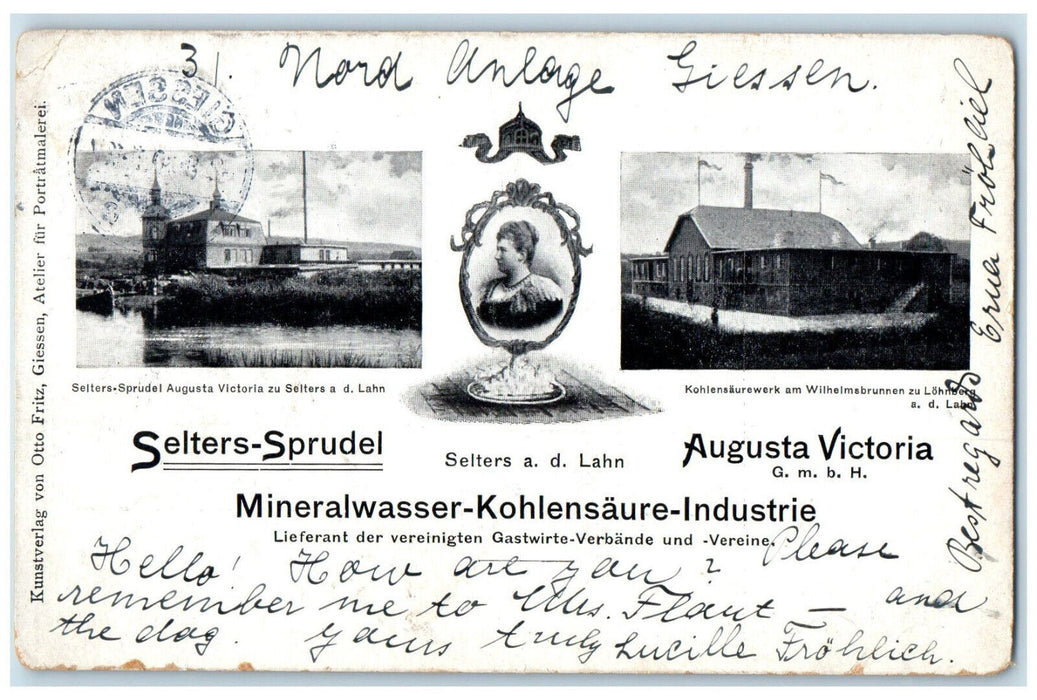 1900 Mineralwasser Kohlensäure Industrie Selters Sprudel Victoria Postcard